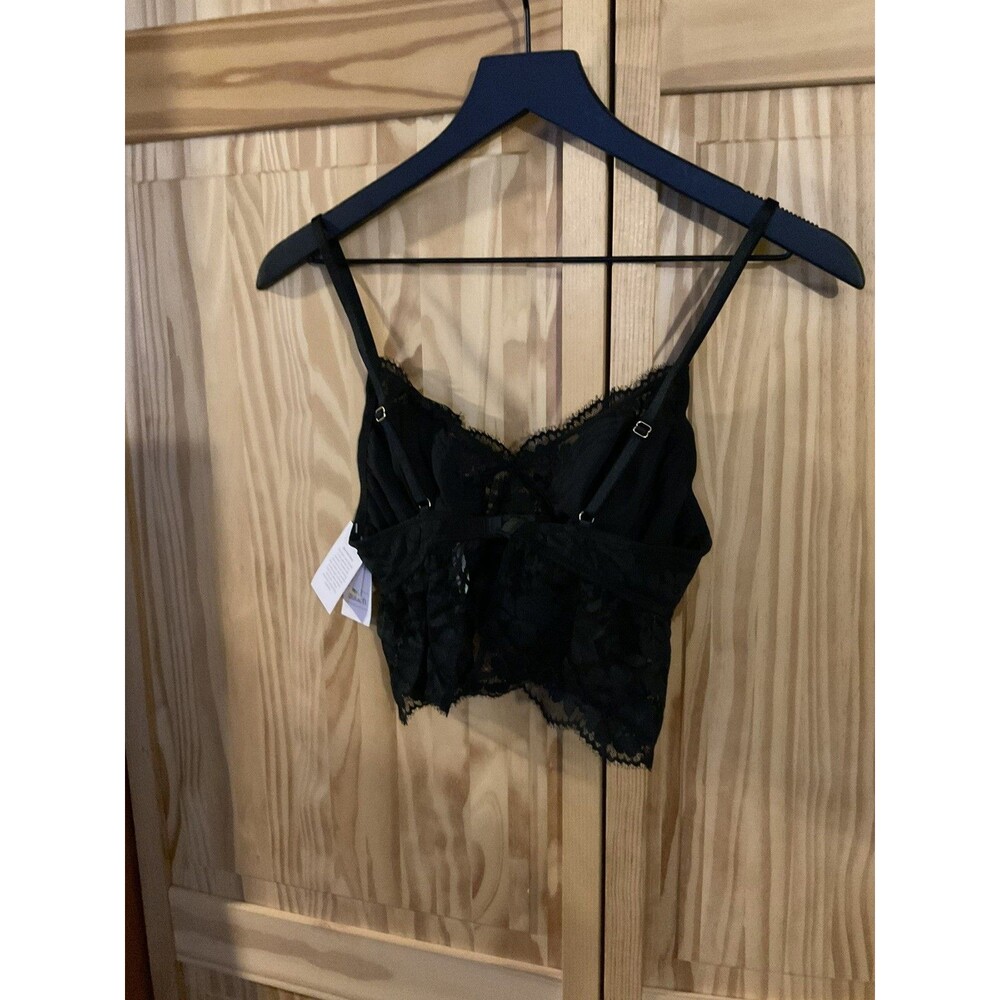Auden Black Floral Lace Wireless Bralette Bra S Hook & Eye Adjustable Straps